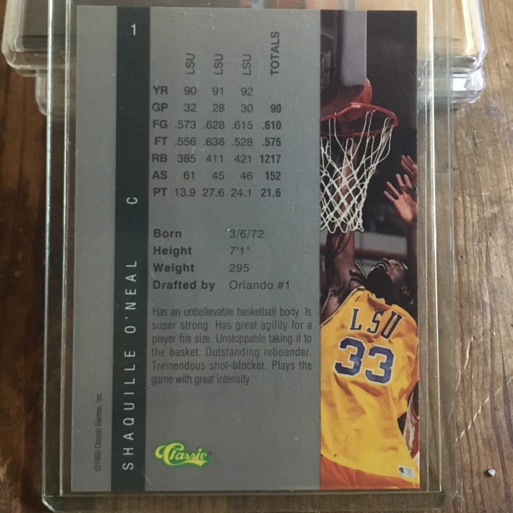 Shaq Rookie Card! Classic #1 - Picture 2 of 2